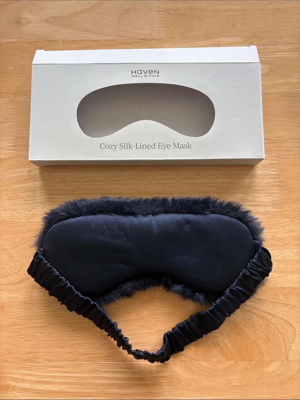 😴 Haven Well Within Cozy Silk-Lined Faux Fur Eye Mask. New!